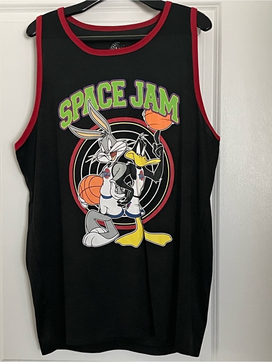Space Jam Other - Space Jam Graphic Basketball Jersey Tank - Black with Red Trim-Size XXL